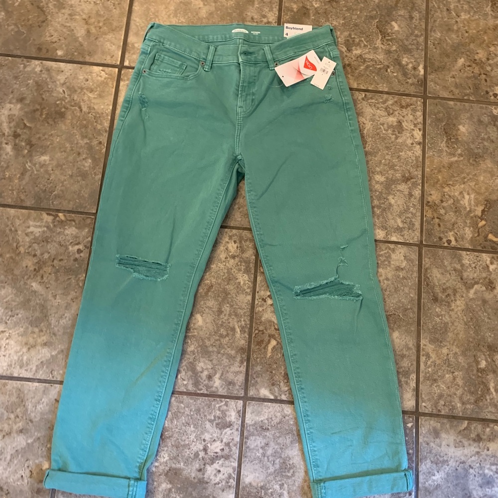 Beautiful green colored boyfriend jeans